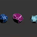 Colorful Polyhedral Crystal Structures With Blue Pink Light Blue Hues And Geometric Lines