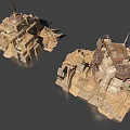 Ancient Stone Fortress Architecture with Tower Structures and Weathered Steps 3d model