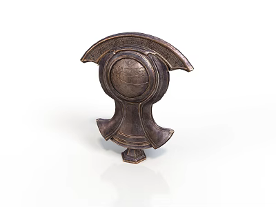 Ancient Bronze Weapon With Decorative Circular Main Body And Winged Edges 3d model