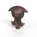 Ancient Bronze Weapon With Decorative Circular Main Body And Winged Edges 3d model