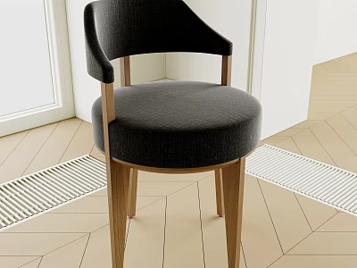 Modern Single Accent Chair With Black Fabric Upholstery And Wooden Legs 3d model