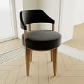 Modern Single Accent Chair With Black Fabric Upholstery And Wooden Legs