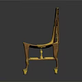 Elegant Wooden Accent Chair With Intricate Carved Back And Golden Leg Design