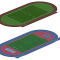 Sports Equipment Featuring Stadium Tracks Football Fields And Colorful Brown Pink Blue Designs