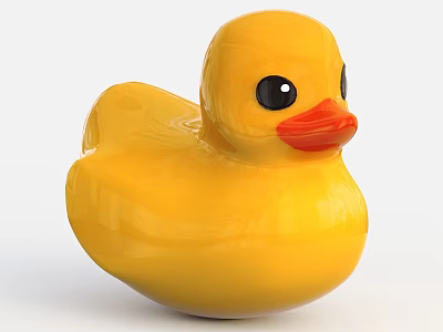 Yellow Rubber Duck Toy With Black Eyes And Orange Beak Design 3d model