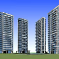 Modern High Rise Residential Buildings With Central Pool And Green Courtyard