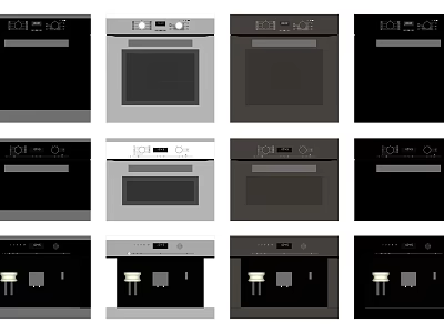 Modern Kitchen Appliances Showcasing Various Oven And Water Dispenser Styles 3d model
