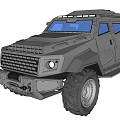 Rugged Gray Military Style Off Road Vehicle With Large Tires And Blue Windows