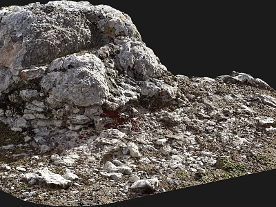 Natural Rustic Outdoor Scene With Stones And Wood Materials For Landscaping 3d model