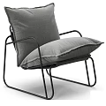 Modern Gray Fabric Single Sofa With Metal Frame And Comfortable Cushion Design