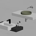 Sink basin semi-embedded counter basin wash basin 3d model