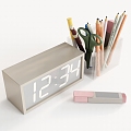 stationery pencil alarm clock marker marker pen 3d model