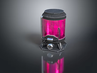 Tranquil Natural Scenic View With Black Pink Reflective Container Device In Landscape 3d model