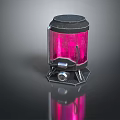 Tranquil Natural Scenic View With Black Pink Reflective Container Device In Landscape