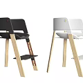 Modern Children's High Chair With Wooden Legs Black And White Design Footrest