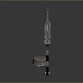 Vintage Classic Pistol With Wooden Grip And Metal Magazines On Dark Background