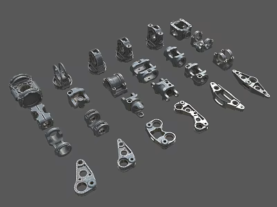 Various Precision Machined Metal Mechanical Parts In Different Sizes And Designs 3d model