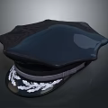 Black Uniform Cap With White Decorative Patterns For Formal Wear Accessory 3d model
