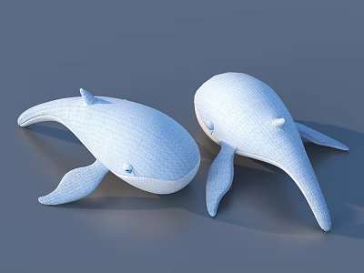 Two Cute Blue Plush Whale Dolls With Soft Texture And Adorable Design 3d model
