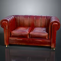 Group Of People Sitting On Red Leather Sofa In Modern Living Space