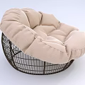 Comfortable Beige Lazy Sofa With Metal Wire Frame And Soft Fluffy Cushion