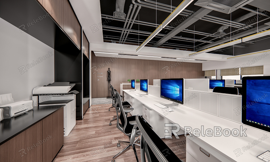 modern public office area office printer office furniture model