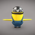 Cute Minion Doll With Yellow Body Blue Overalls And Black Hat With White Flower