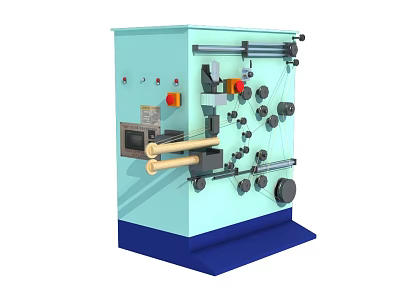 Industrial Equipment Featuring Control Panel Display Screen Mechanical Rollers and Multiple Buttons 3d model