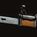 Vintage AK Style Rifle With Wooden Stock Metal Barrel And Bayonet Attachment