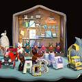Colorful Plush Dolls In Play Tent With Toy Car Alphabet Blocks And Play Accessories