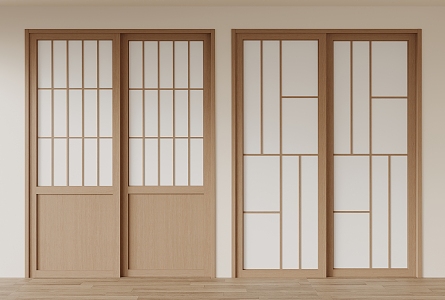 Japanese-style sliding door 3d model