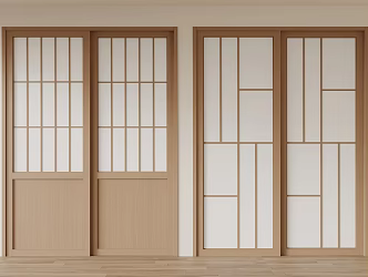 Japanese-style sliding door 3d model