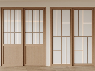 Japanese-style sliding door 3d model