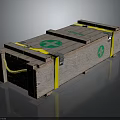 Wooden Crate With Green Cross Symbols Yellow Straps Secured Medical Storage