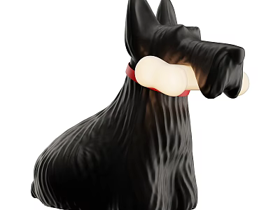 Black Dog Shaped Floor Lamp With Red Collar And Bone Shaped Light 3d model