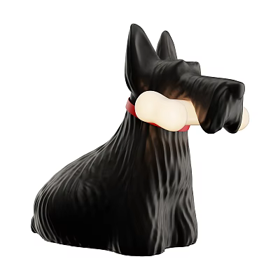Black Dog Shaped Floor Lamp With Red Collar And Bone Shaped Light 3d model