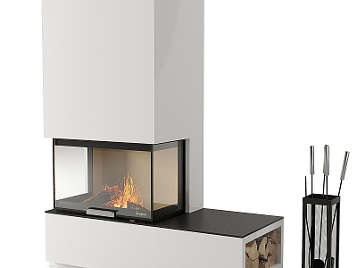 Modern Fireplace Wood Fireplace Decoration 3d model