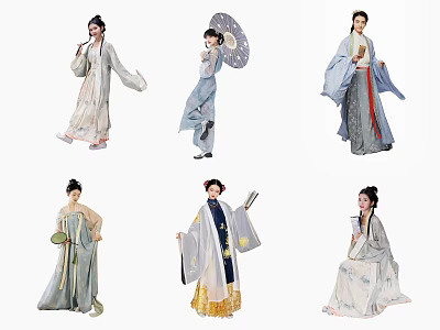 Lifelike Ancient Style Inflatable Models Wearing Traditional Hanfu Costumes for Decorative Displays 3d model