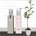 Stylish Two Home Water Dispensers For Daily Use With Green Plant In Indoor Setting