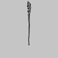 Ancient Magical Weapon With Twisted Wooden Texture And Flaming Top Design