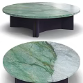 Modern Green Marble Round Coffee Table With Natural Veins And Dark Base