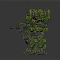 Two Green Mechanical Robots Standing With Mech Style Design And Arm Details