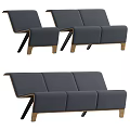 Modern Gray Fabric Leisure Chair With Sleek Curved Backrest And Wooden Legs
