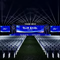 Event Entrance for Tianzhang Group 18th Anniversary Celebration with Blue Background Lighting Stage and Seats