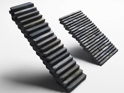 Elegant Park Landscape Featuring Two Decorative Sloped Stacked Stone Steps 3d model Elegant Park Landscape Featuring Two Decorative Sloped Stacked Stone Steps 3d model