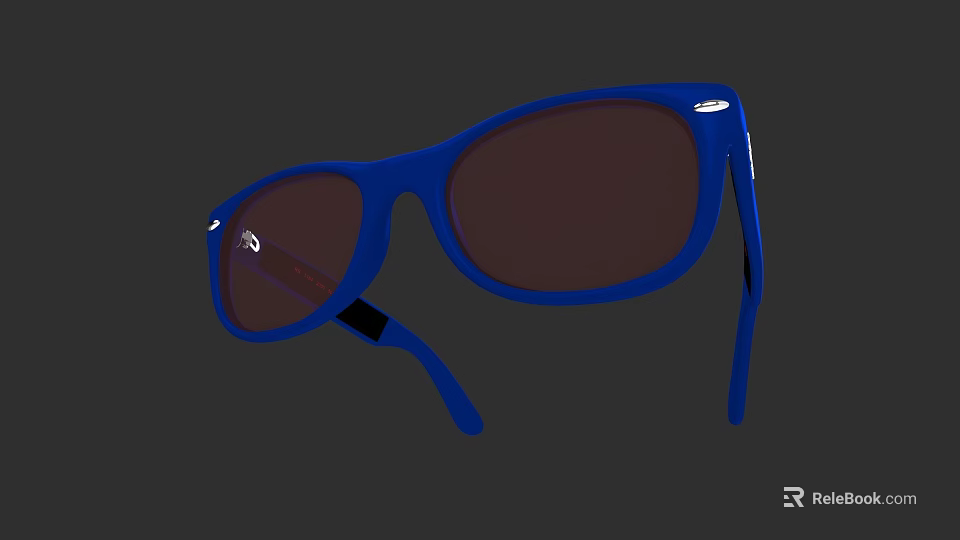Modern Blue Rectangular Sunglasses With Stylish Frame And Brown Lenses 3d model 