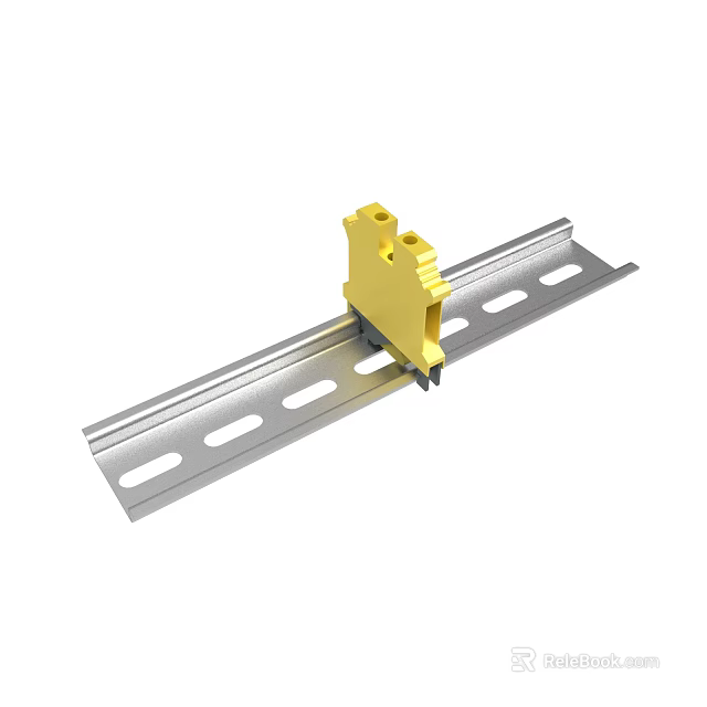 Durable Metal Rail Mounting Bracket With Yellow Connector And Slotted Holes 3d model 