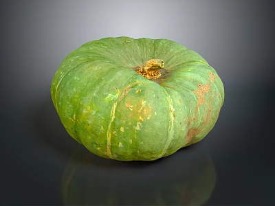 Round Green Striped Pumpkin With Yellow Spots For Home Living Decor 3d model
