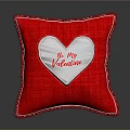Red Pillow with White Heart Design Featuring Be My Valentine Message