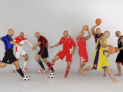 Multiple Athletes Playing Soccer And Basketball 3d model Multiple Athletes Playing Soccer And Basketball 3d model